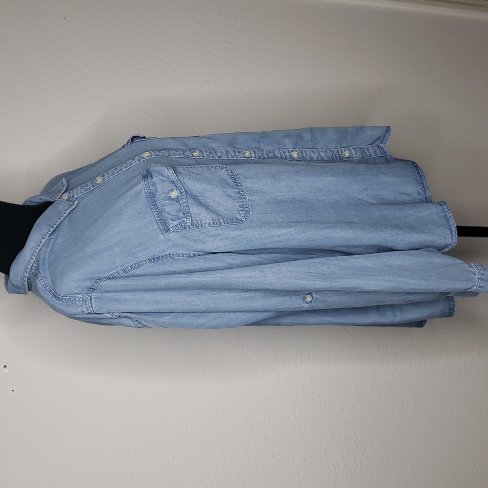 Thread & Supply Tencel Lyocell Button Up Denim Blue Shirt Size 3X Coastal Pocket - Picture 3 of 14